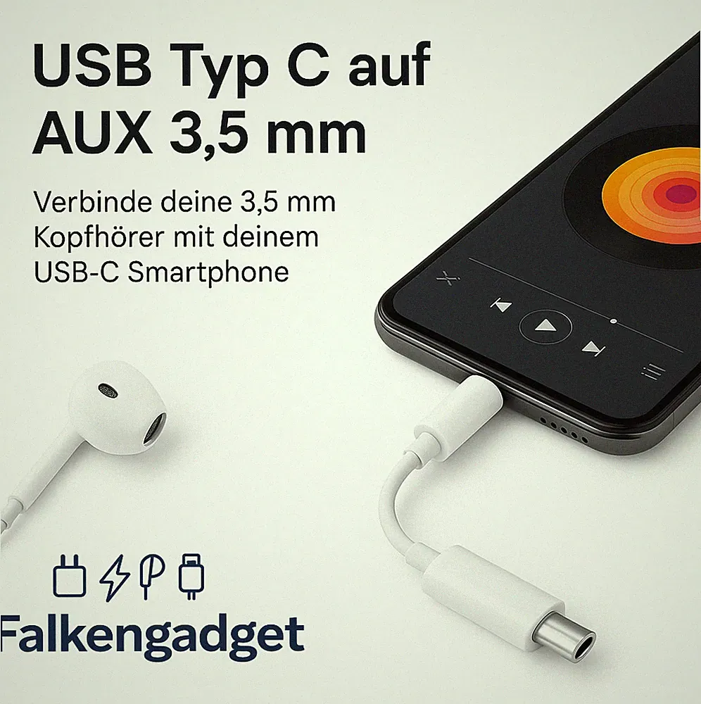 USB C auf AUX 3.5mm Klinke Kopfhörer Adapter für Handy Musik Audio Neu