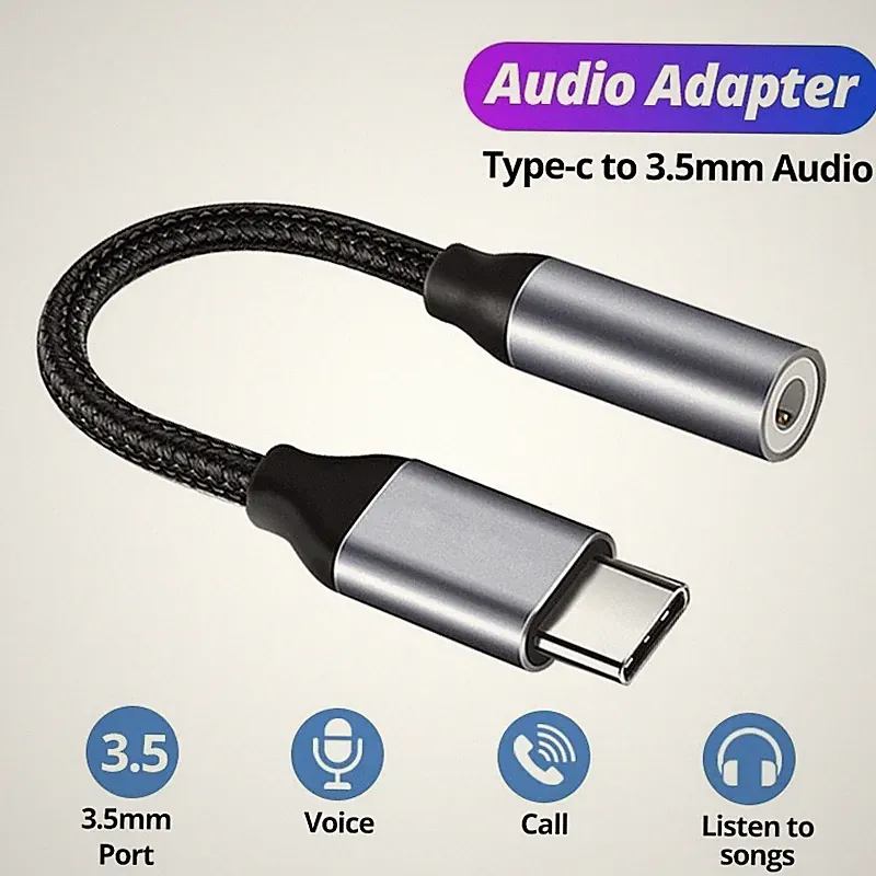 USB C auf AUX Adapter 3,5mm Klinke Typ C Audio Kopfhörer Kabel für Handy Tablett