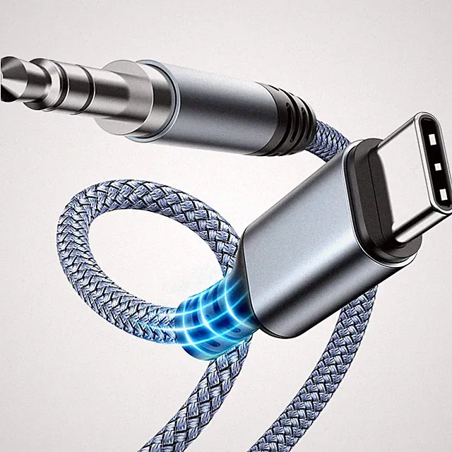 USB C auf Aux Kabel 1,2m, 3,5mm Klinke, DAC Chip, Nylon, Auto, Kopfhörer