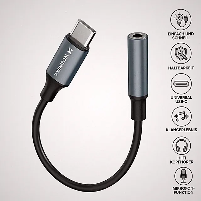 USB C auf Klinke Adapter 3.5mm Aux Kabel für Samsung S24 S23 S21 iPhone 15 iPad