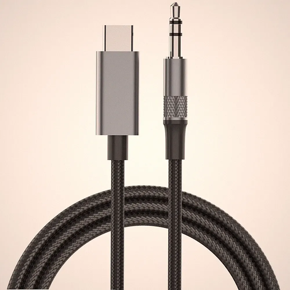 USB-C auf zu 3,5mm Klinke Audio AUX Adapter 1m Kabel Kopfhörer HiFi Sound Musik