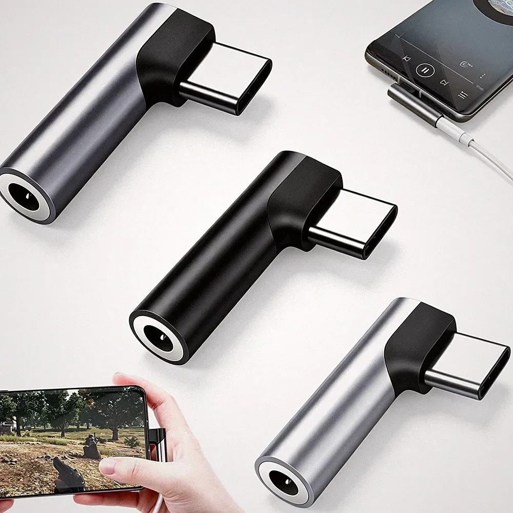 USB C auf zu Aux 3,5mm Klinke Buchse Kopfhörer Mikrofone Audio Alu Adapter Kabel