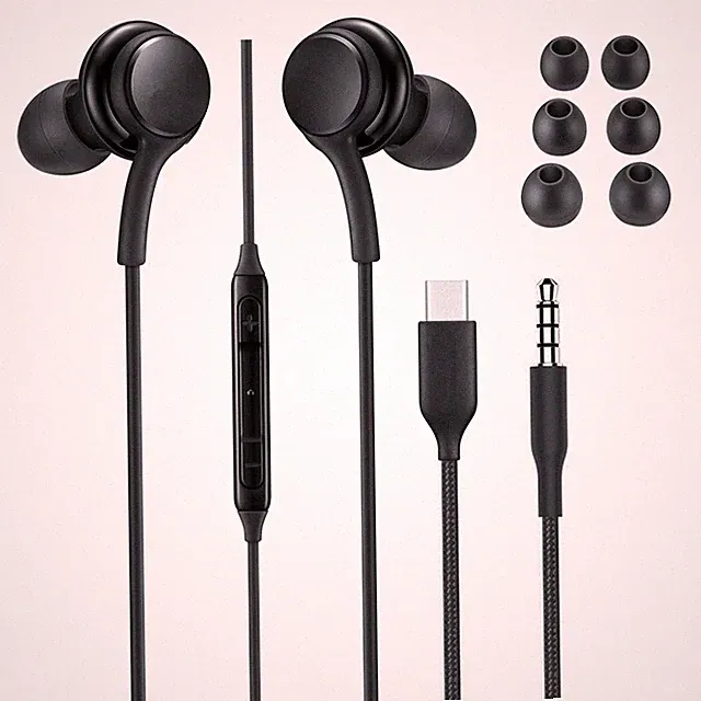 Usb C Headset Kopfhörer Hybrid 3.5mm Klinke Aux für Samsung Galaxy Handy Tab