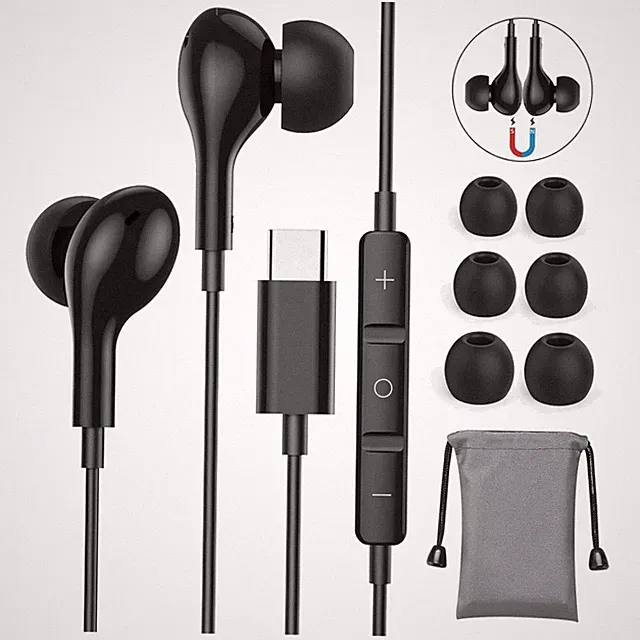 USB C In-Ear Kopfhörer Kabelgebunden mit Mikrofon für Smartphone und Tablet