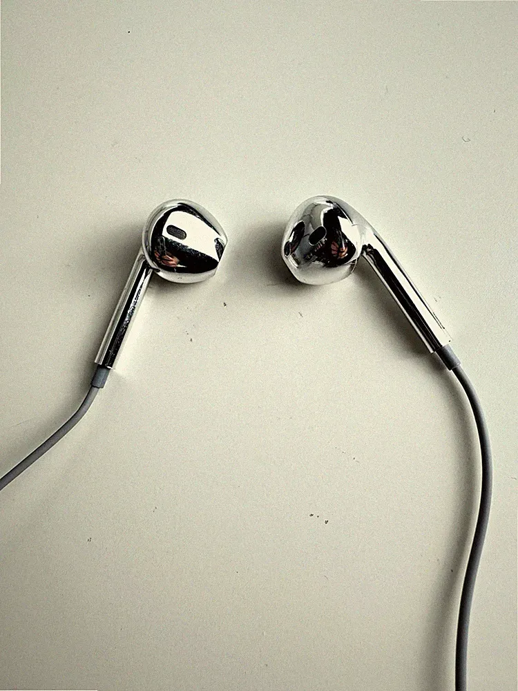 USB-C In-Ear Kopfhörer kabelgebunden mit Mikrofon, silber, Ohrhörer Chrome