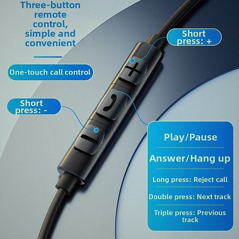USB-C In Ear Kopfhörer mit Mikrofon für Smartphone ABS TPE Material 1,2 m Län
