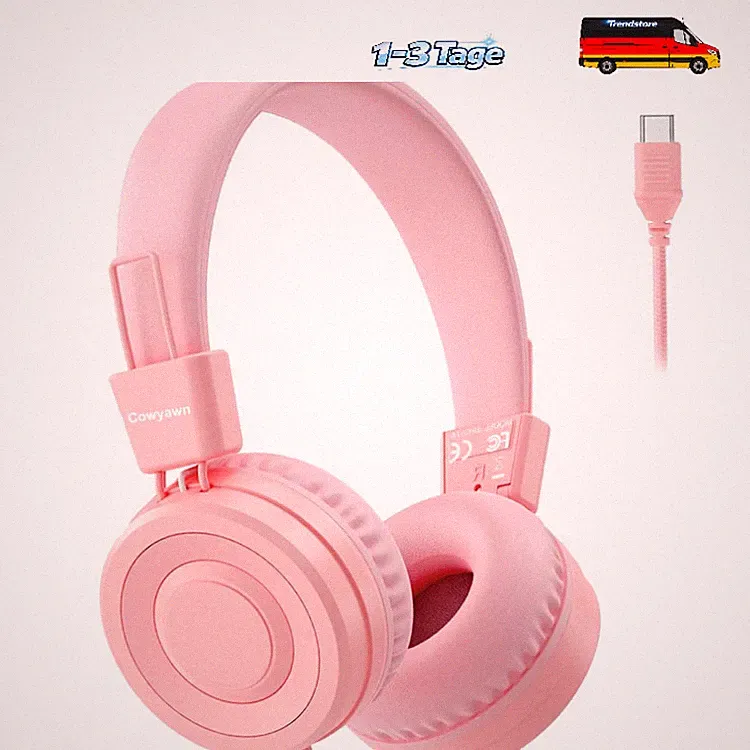 USB C Kinderkopfhörer Faltbar 94dB Lautstärkeregelung Rosa