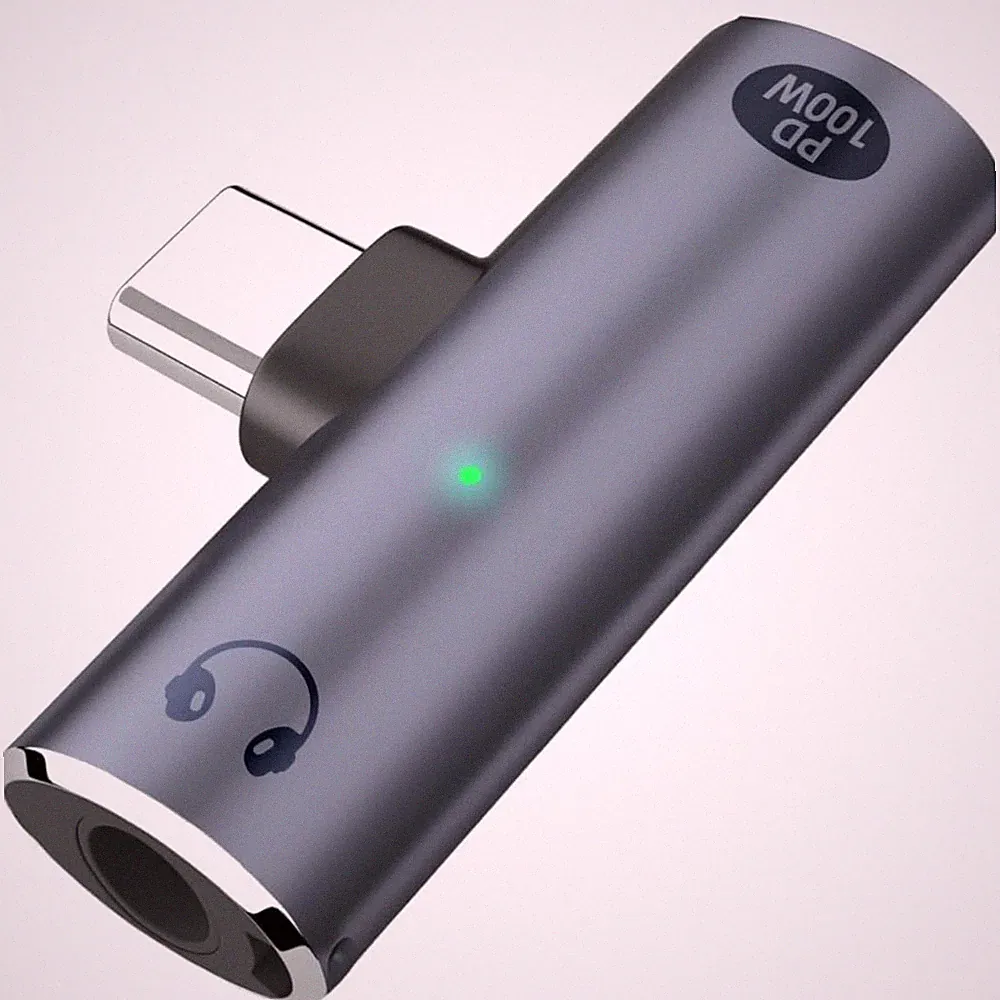 USB-C Kopfhörer Adapter Audio Ladefunktion Typ-C Hi-Fi Sound 100W 3,5mm 1 Stk