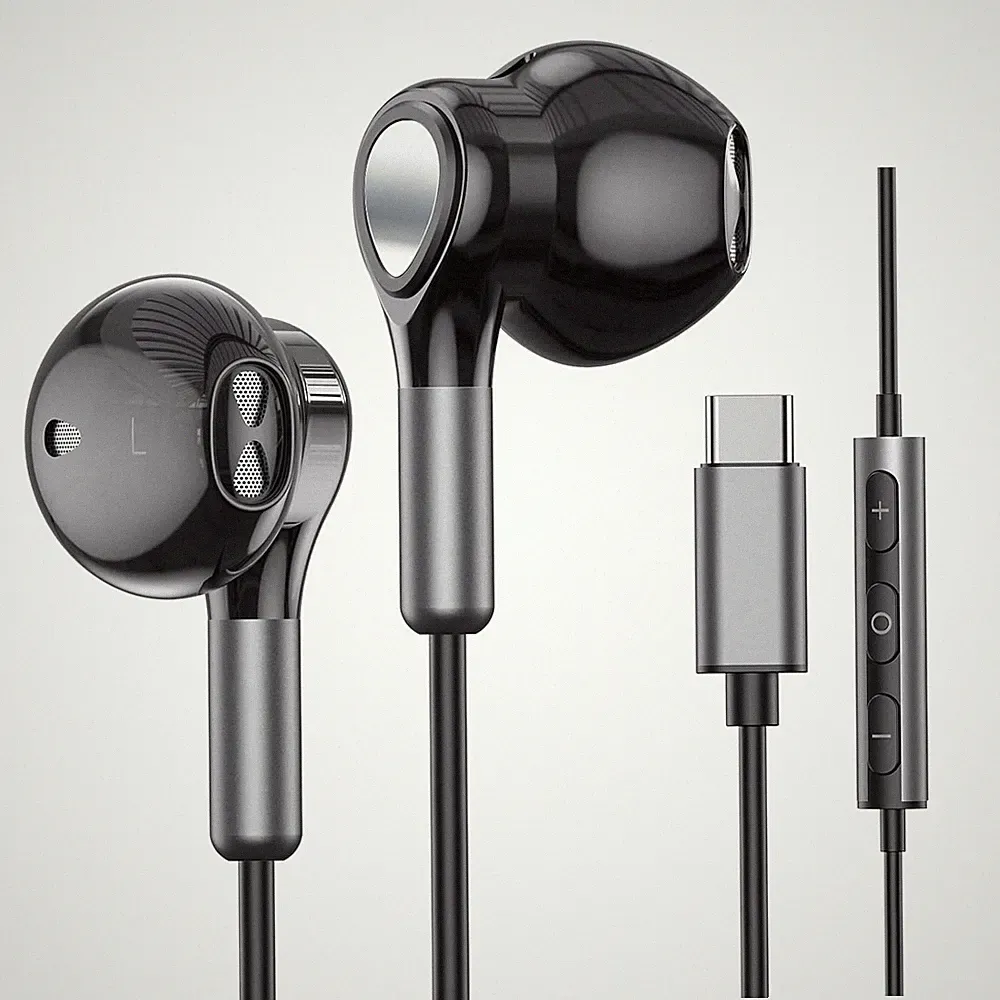 USB-C Kopfhörer In-Ear Mikrofon Samsung Galaxy iPhone iPad Google Pixel schwarz
