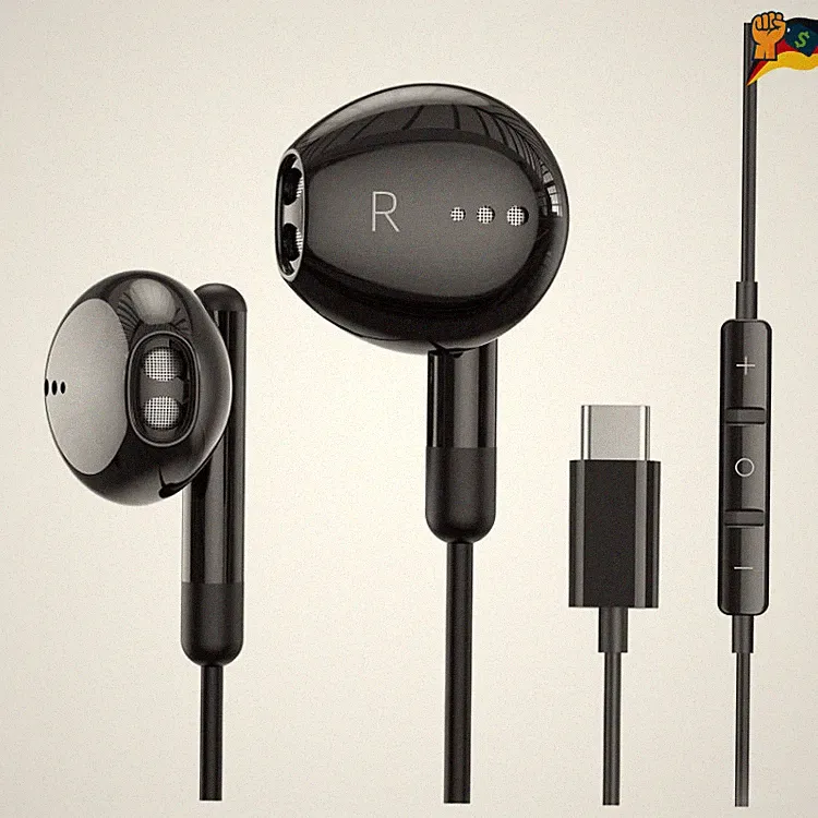 USB C Kopfhörer Kabel Schwarz für iPhone 17 Pro Max, Samsung S25, Google Pixel 9