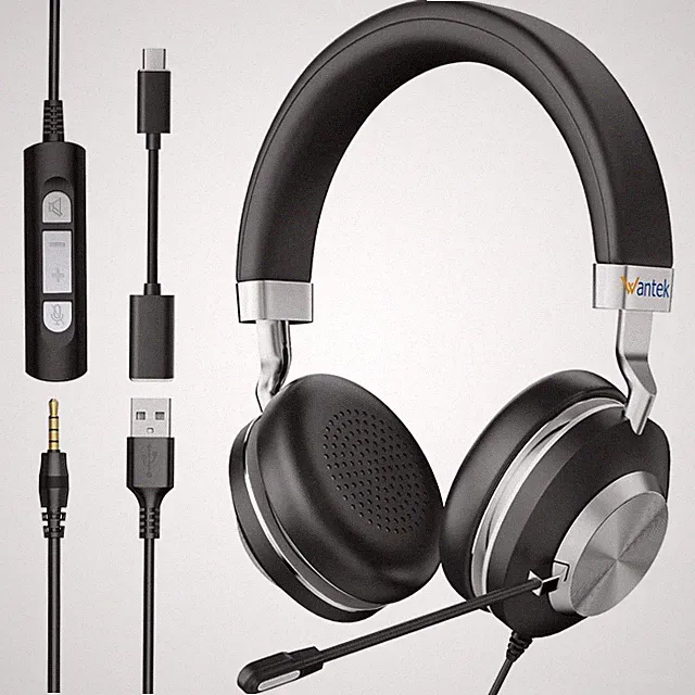 USB Headset Mikrofon Noise Cancelling Lautstärkeregler 3-in-1 PC Laptop Büro