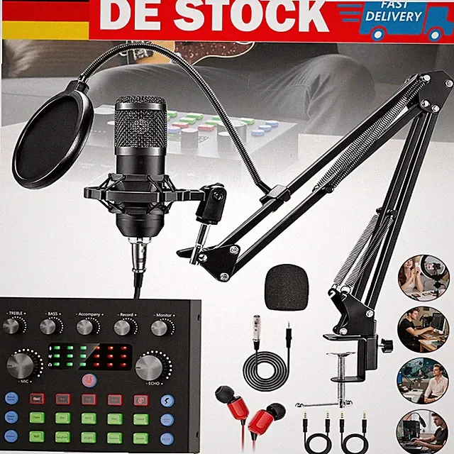 USB-Mikrofon 10 Soundeffekte Podcast-Mikrofon 4 Modi Stimmverzerrer Plug & Play