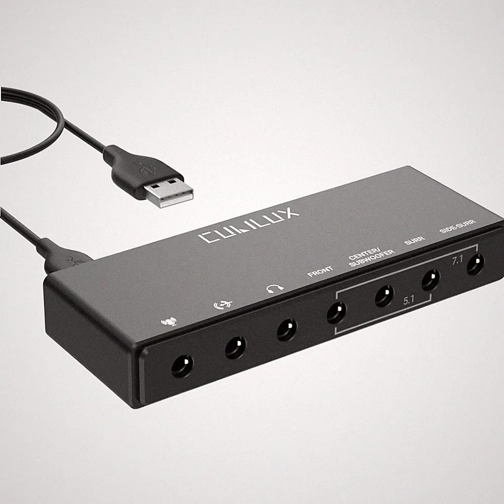 USB Soundkarte, 7.1 Surround, Aluminium, 384 kHz, Kopfhörer, Line-In, Mic-In