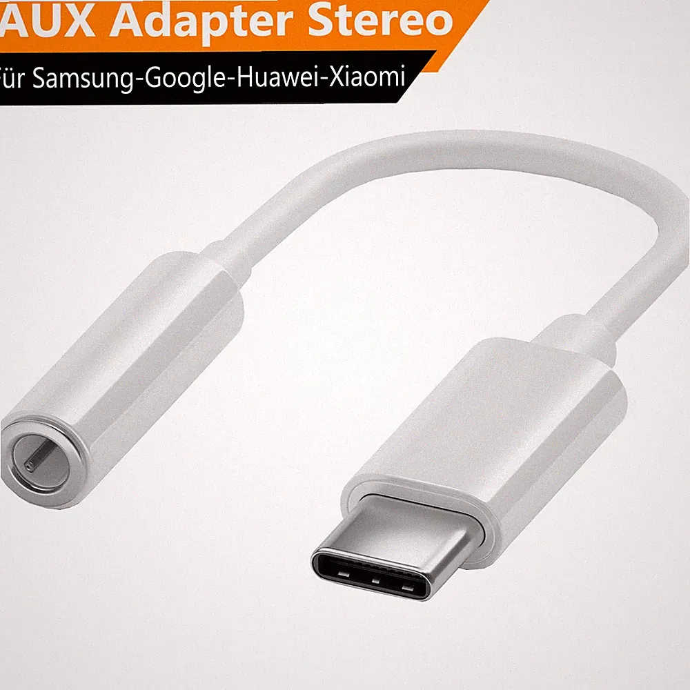 USB Typ C auf zu 3,5mm Klinke AUX Kopfhörer Adapter Handy Tablet Verbinder Kabel