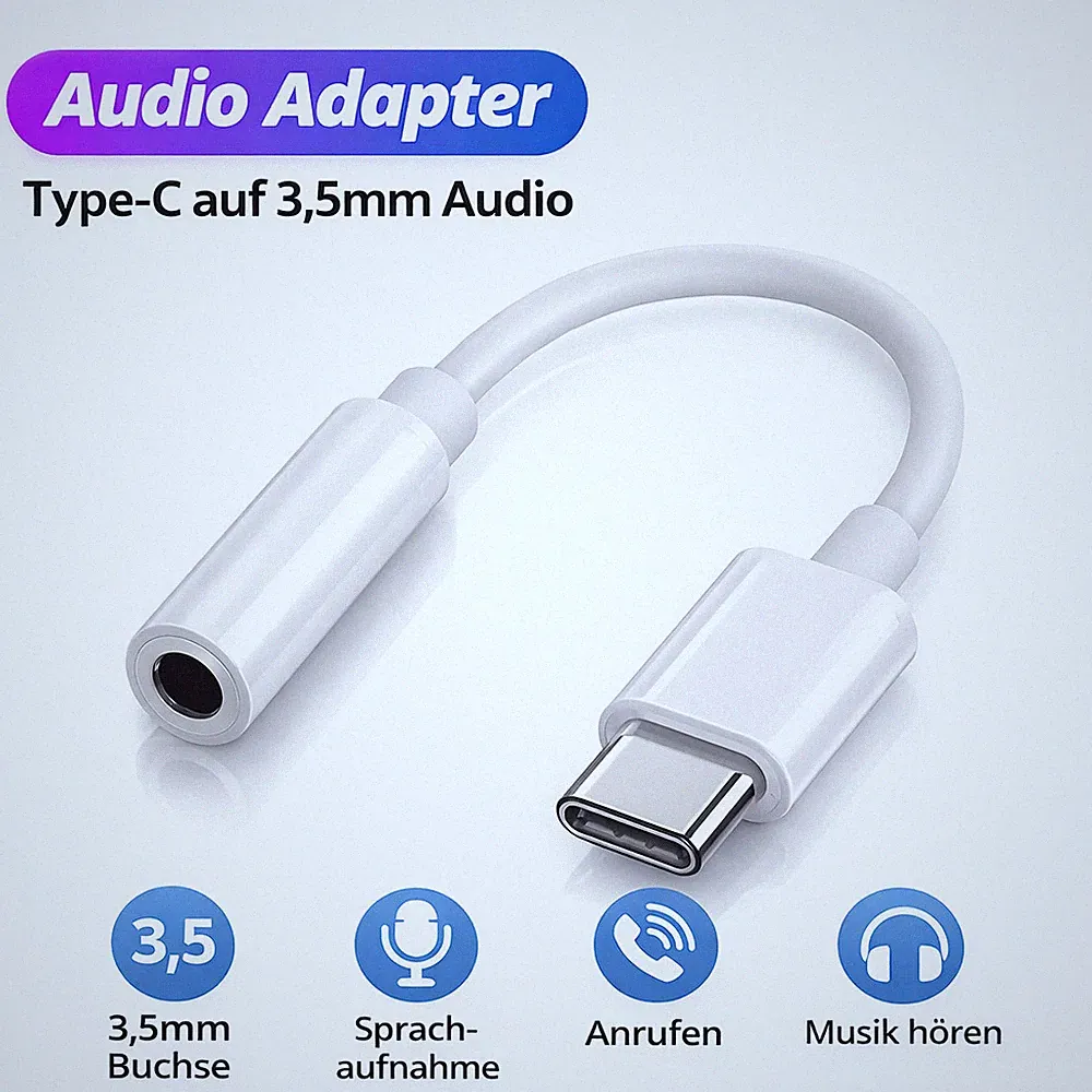 USB Typ C auf zu AUX 3,5mm Klinke Kopfhörer Adapter für iPhone 15 16 17 PRO MAX