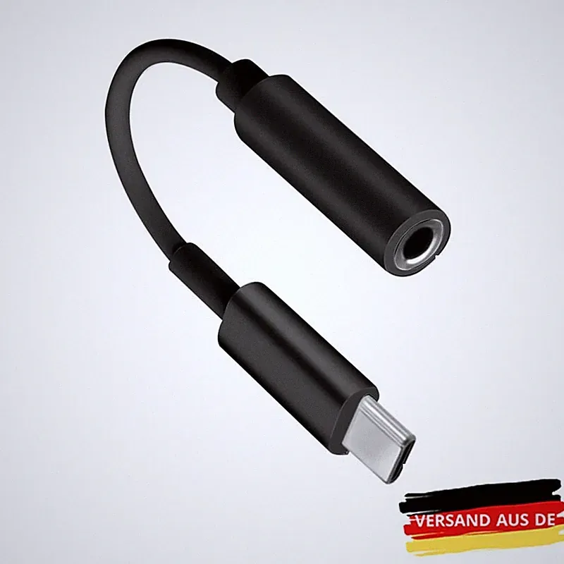 USB Typ C auf zu Aux 3,5mm Klinke Kopfhörer Audio Adapter für Handy, Schwarz