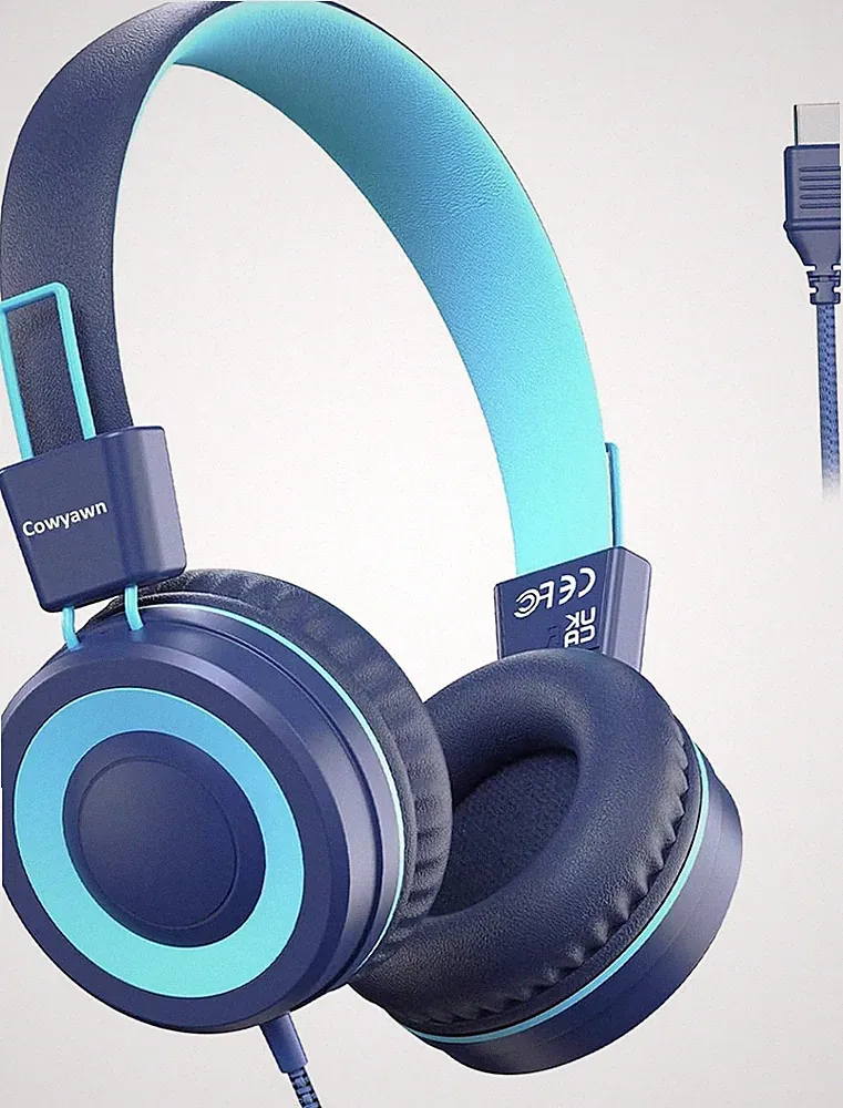 USB Typ C Kinderkopfhörer Faltbar Lautstärkebegrenzung 94dB Blau für Schule