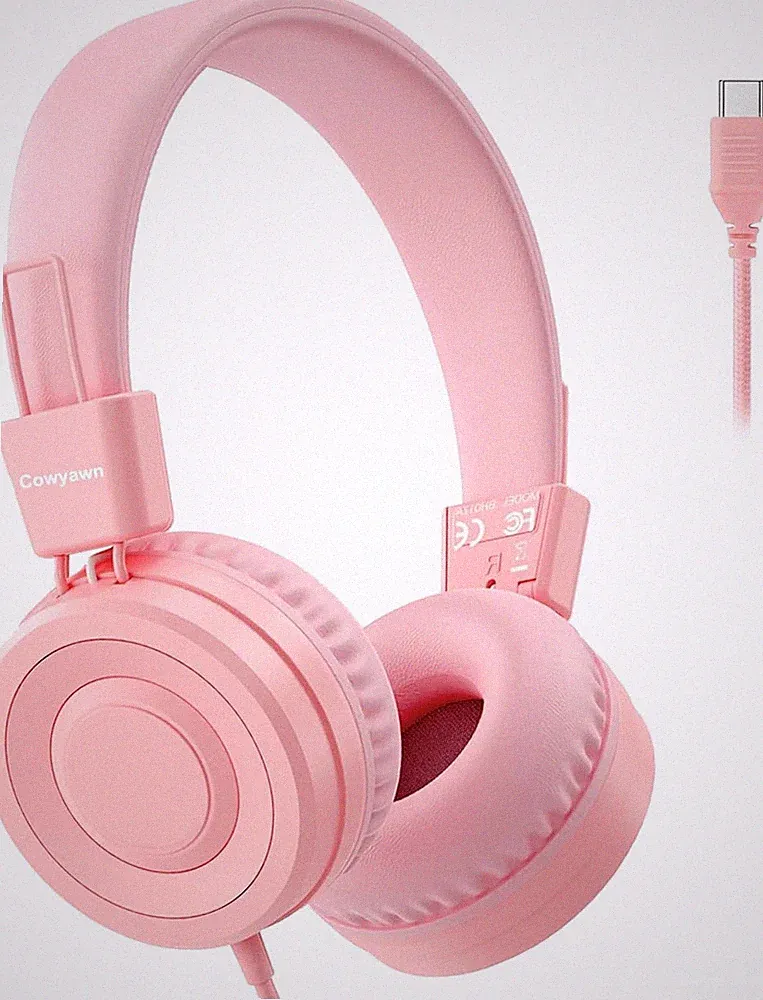 USB Typ C Kinderkopfhörer für die Schule, Rosa, 94dB Lautstärkebegrenzung