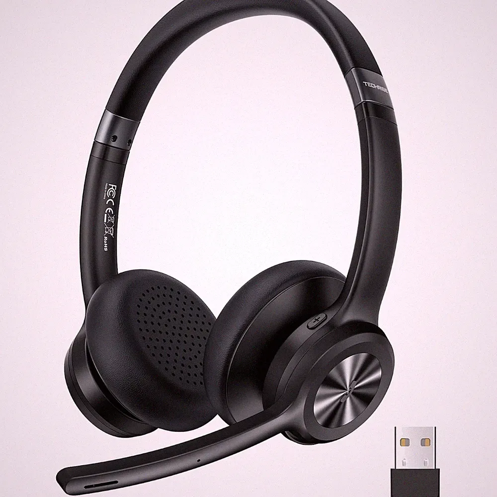 V5.2 Bluetooth Headset mit Mikrofon kabellos Noise Cancelling On Ear Kopfhörer