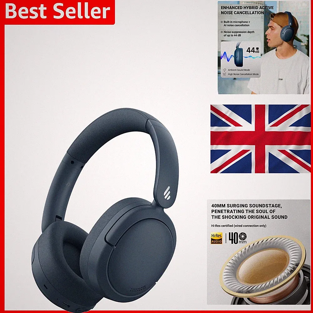 V80 Bluetooth Kopfhörer Hybrid ANC Over Ear 45H Noise Cancelling Navy