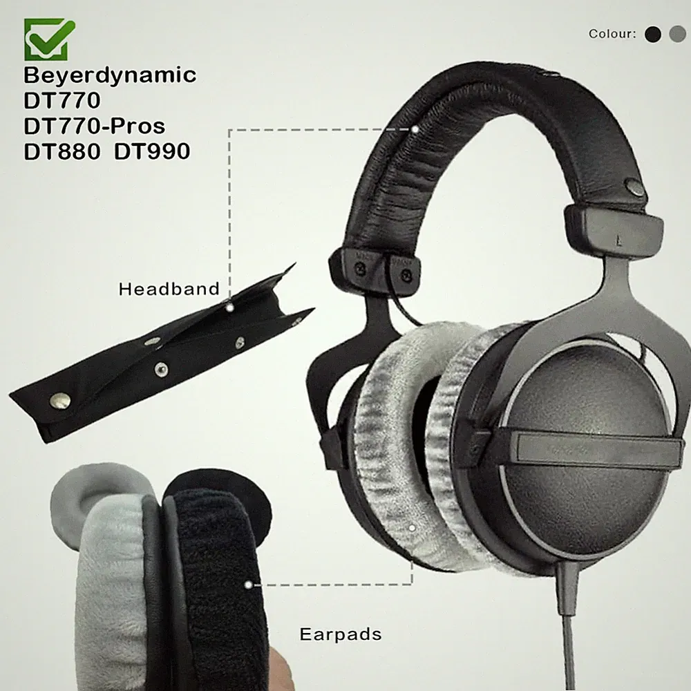 Velour Ersatz Ohrpolster Kopfband Beyerdynamic DT990 DT880 DT770 Kopfhörer
