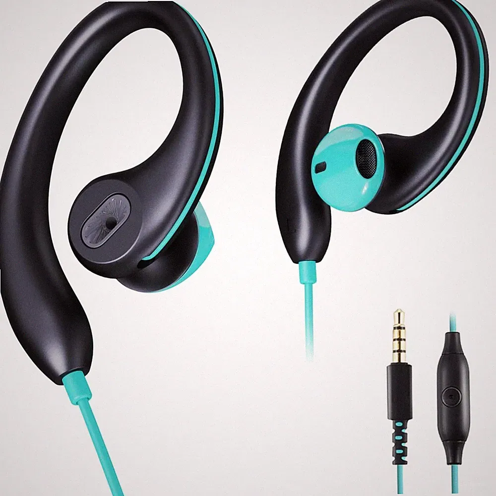 Vjk Kabelgebundene Sport-Ohrhörer Over-Ear, Schweißfest, Mikrofon, 3,5 mm, Sc...