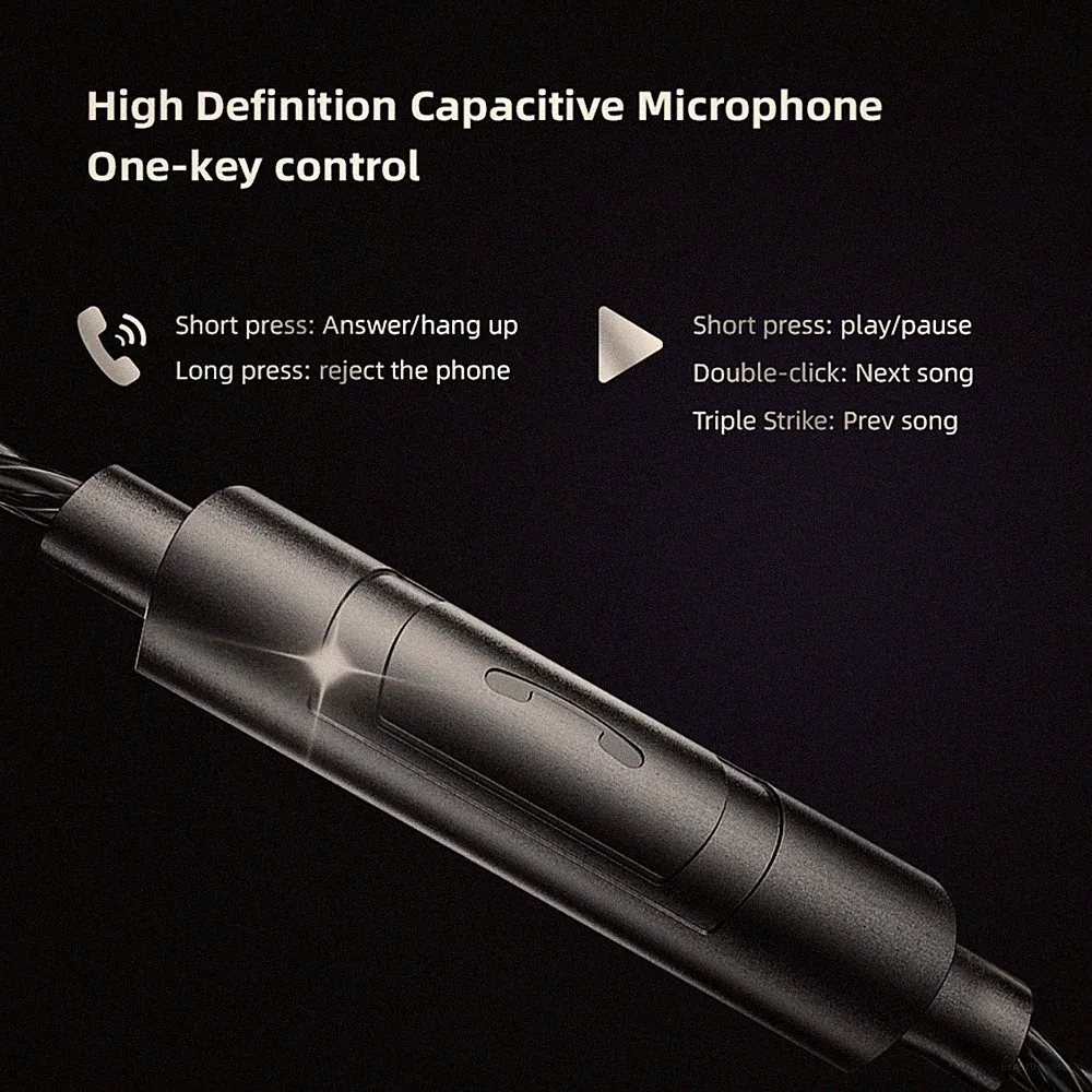 VK4 3 5-mm-Kabelkopfhörer In-Ear-Sport-Headset Dynamische Musik-Ohrhörer Inline