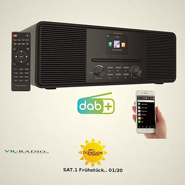 VR-Radio Stereo-Internetradio mit CD-Player, DAB+/FM & Bluetooth, 40 W, schwarz