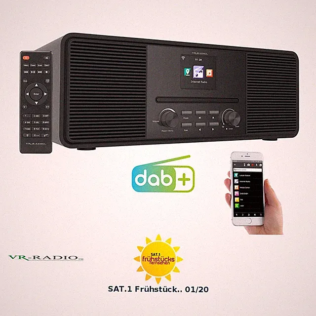VR-Radio Stereo-Internetradio mit CD-Player, DAB+/FM & Bluetooth, 40 W, schwarz