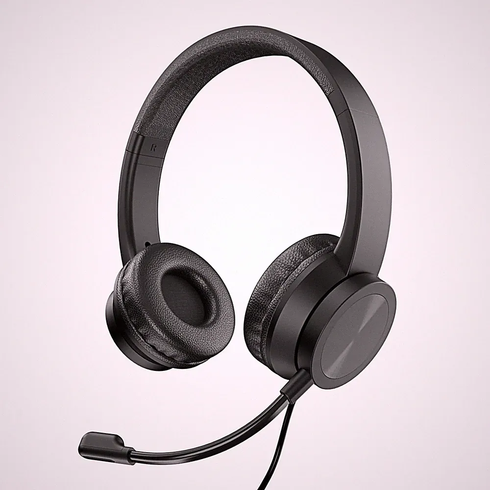 VulTech Headset On Ear HS-03 Schwarz USB Kopfhörer mit Mikrofon auf verstellbare