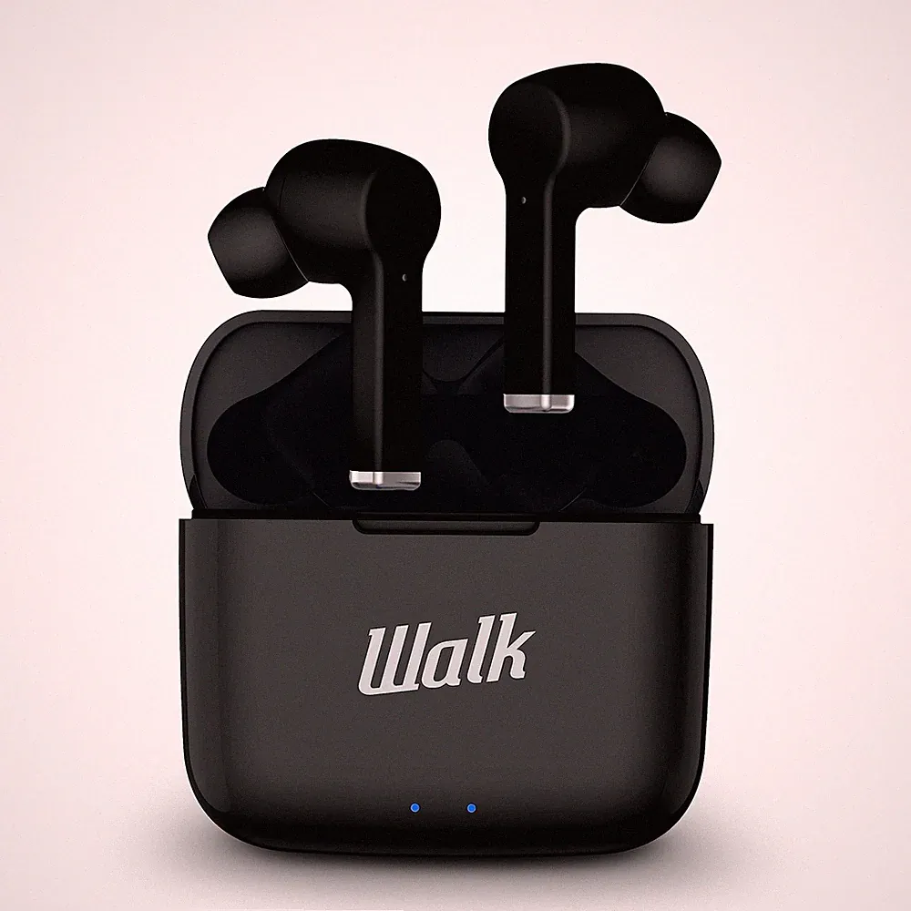 Walk Audio True Wireless Bluetooth Kopfhörer TWS Ohrhörer mit Ladekoffer (Schwar
