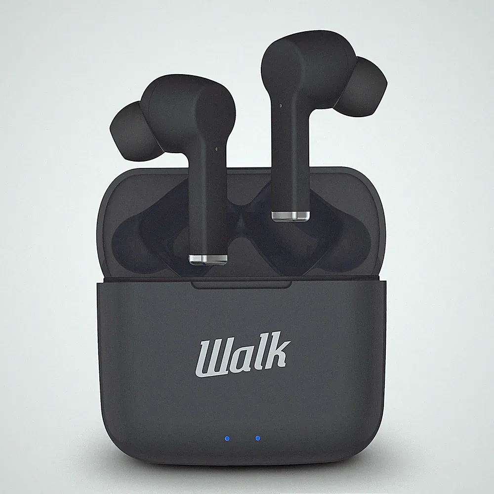 Walk Audio True Wireless Bluetooth TWS Kopfhörer mit Ladekoffer (Grau)