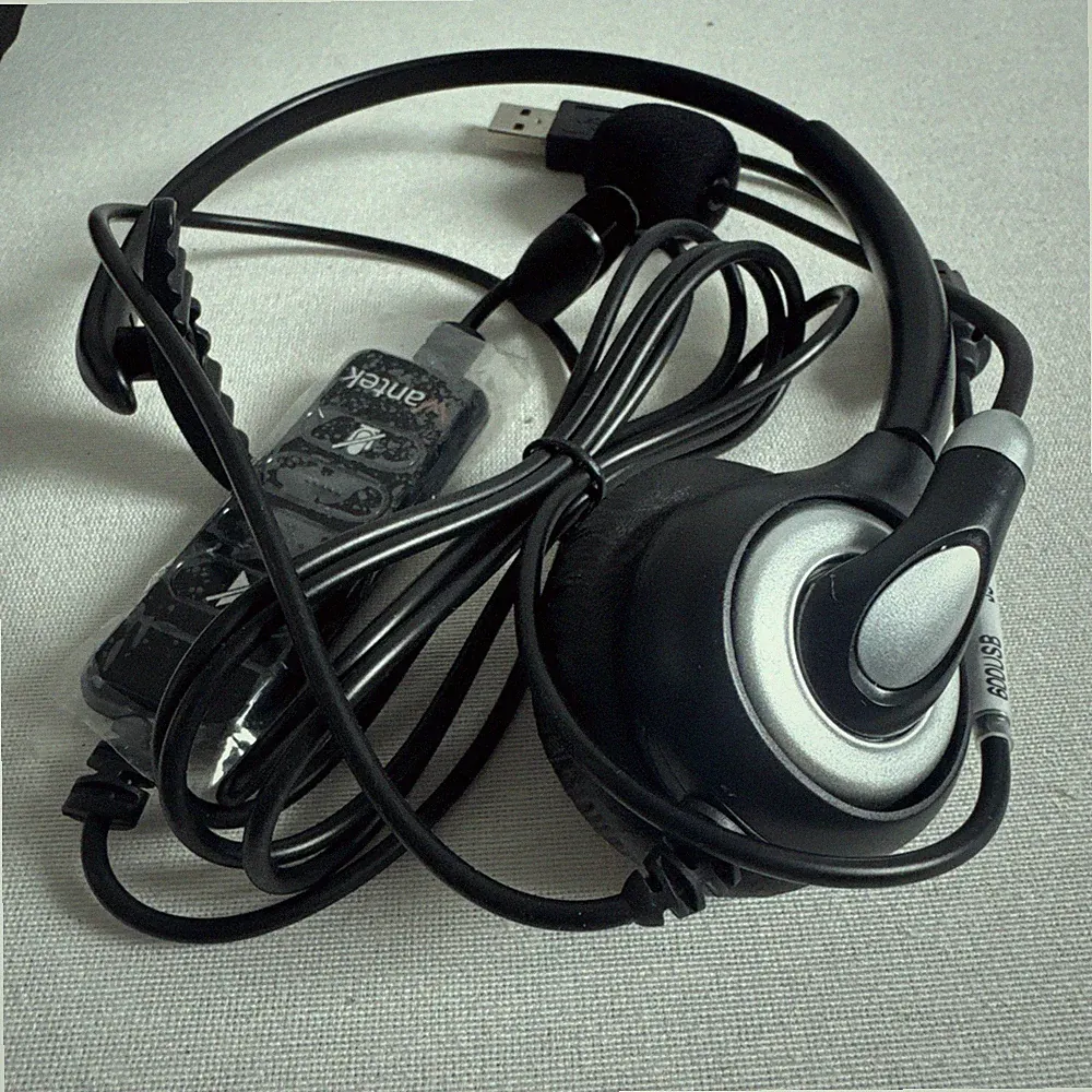 Wantek Corded USB PC Headphone Mono w/ Noise Cancelling Mic & in-line Controls