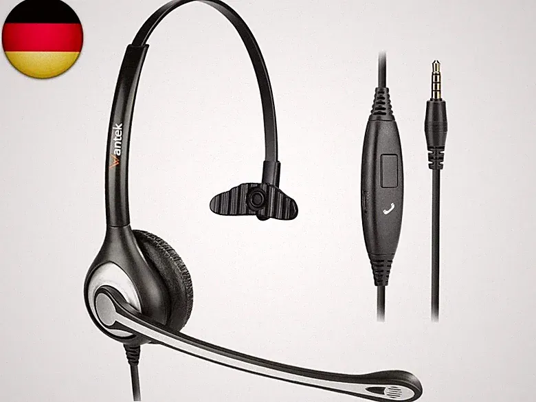 Wantek Kabelgebundenes Headset für PC – Leichtes On-Ear-Headset, Mikrofon mit Ge