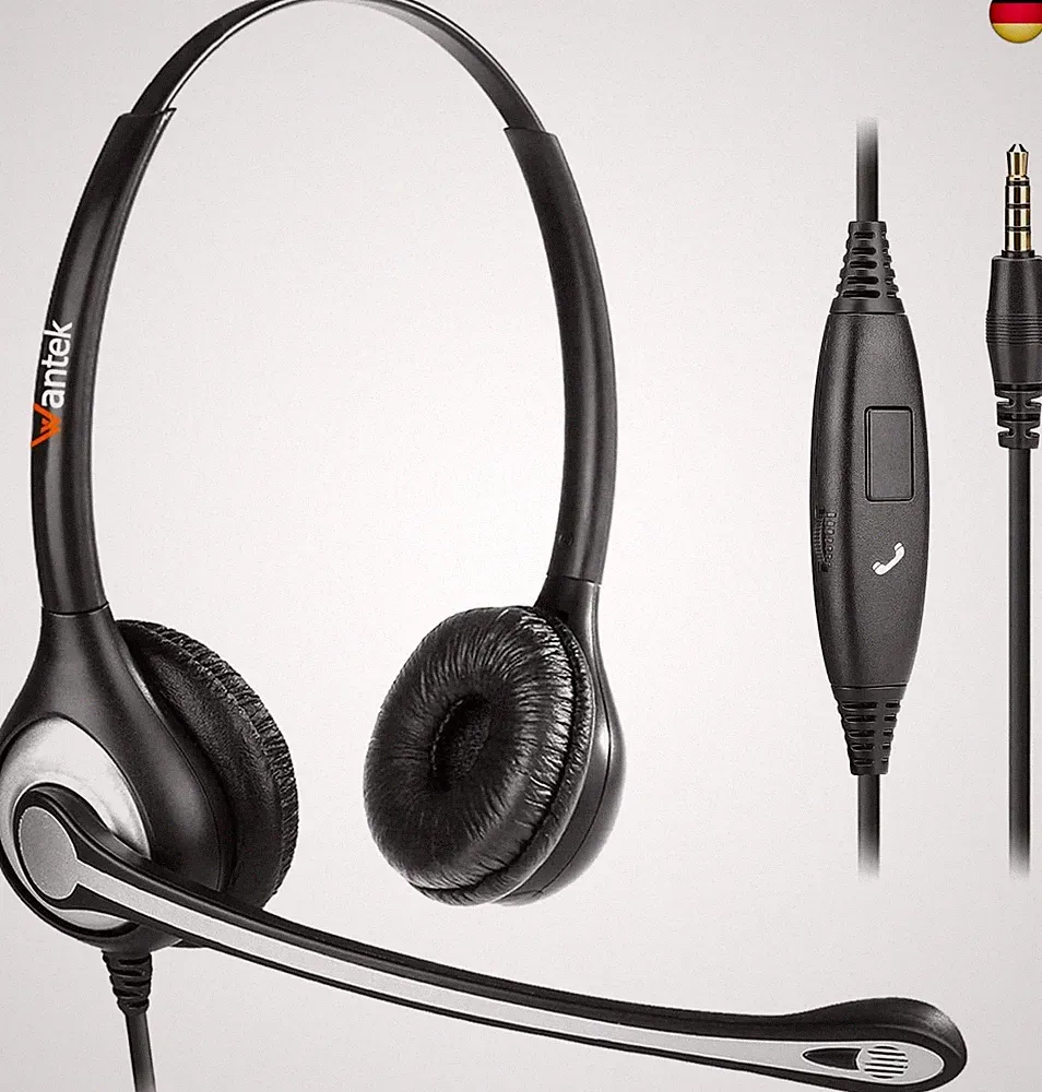Wantek Kabelgebundenes Headset für PC – Leichtes On-Ear-Headset, Mikrofon mit Ge