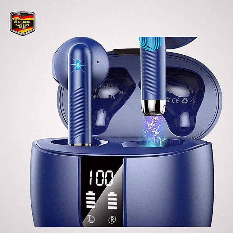 Wasart J55 Bluetooth 5.3 Kopfhörer Kabellos In Ear mit 4 Mic und ENC, 48H, IP7
