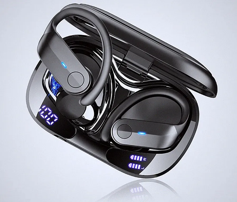Wasserdicht Bluetooth Kopfhörer Sport 70 Std TWS HiFi Bass IPX8 Workout schwarz