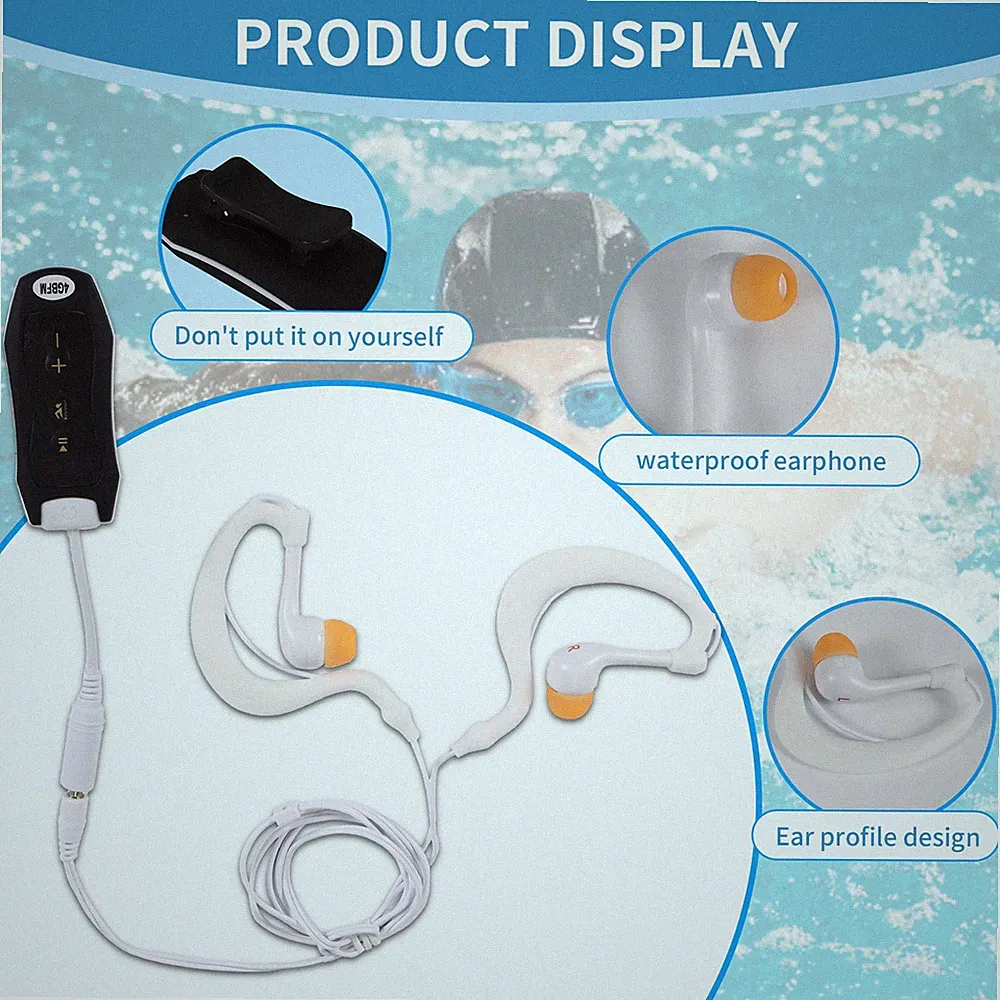 Wasserdichter MP3 Musik Player mit Unterwasser Kopfhörer für Schwimmen und