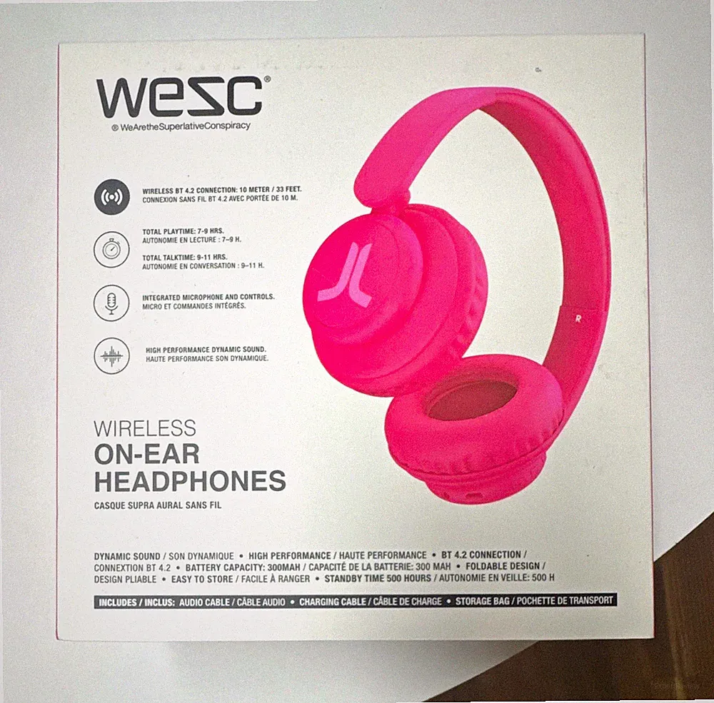 Wesc Wireless On-Ear Headphones Bluetooth faltbar Mikrofon rosa