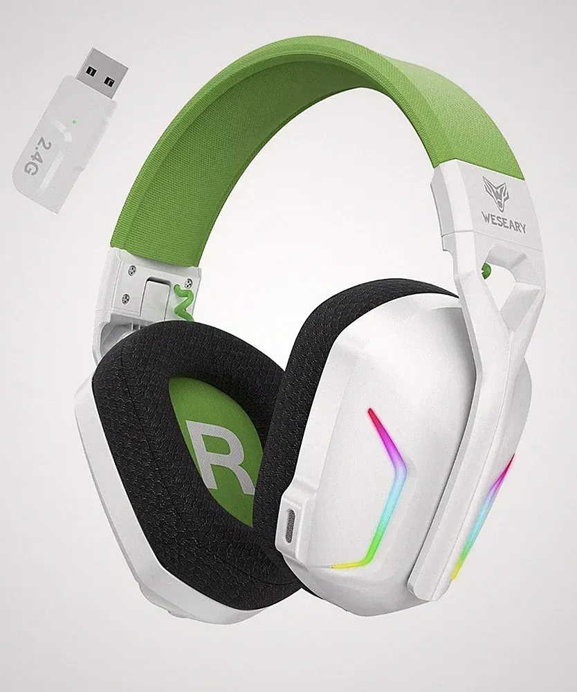 WESEARY WG1 Gaming-Headset mit Mikrofon, 2,4-GHz-Funk-Headset Noise Cancelling.
