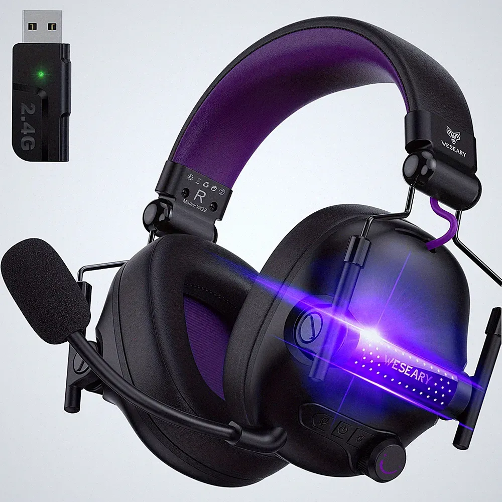 WESEARY WG2 Wireless Gaming Headsets mit Mikrofon für PS5, PS4, PC, Switch