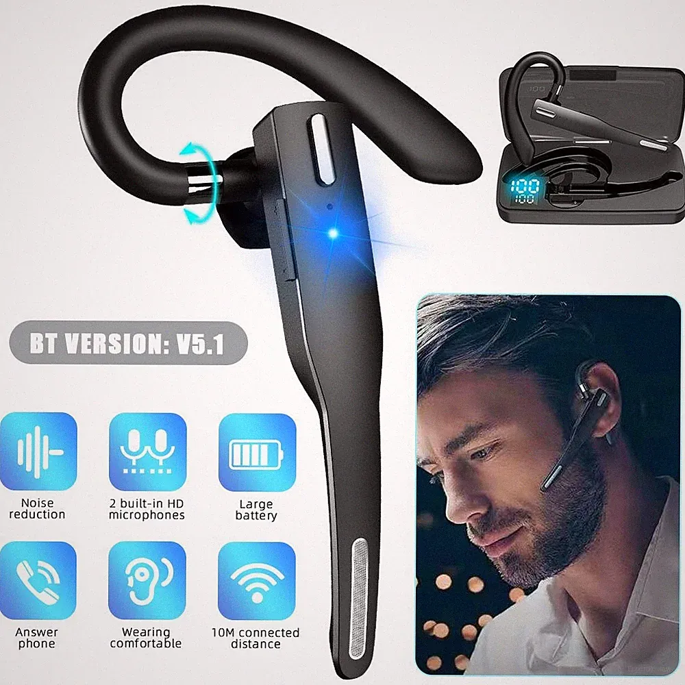 Wireless Bluetooth Headset Kopfhörer Stereo Kabellos Mikrofon Ohrhörer für Handy