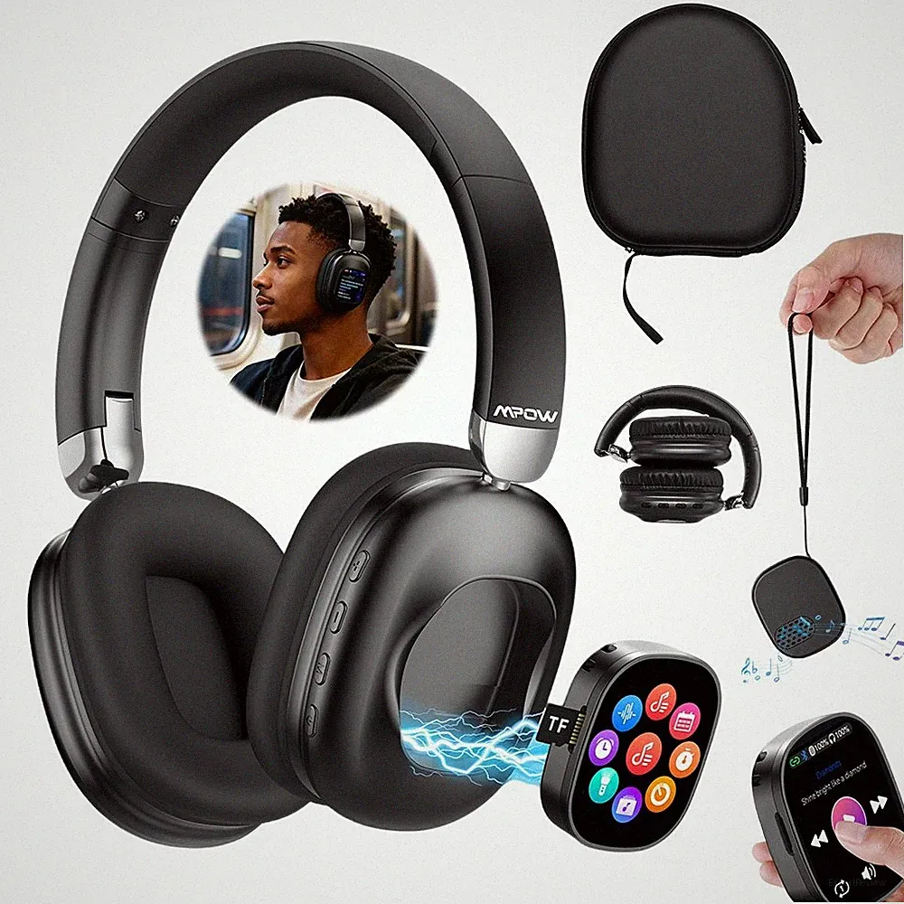 Wireless Bluetooth Kopfhörer Over Ear Kabellos HiFi Headset Ohrhörer SCHWARZ