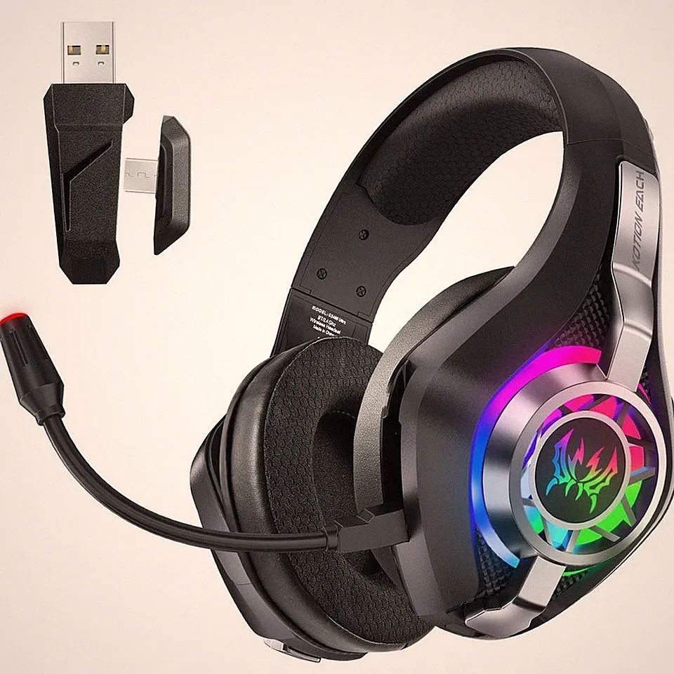 Wireless Gaming Headset für PS4 PS5 PC, 2.4G Kabelloses Kopfhörer mit Mikrofon