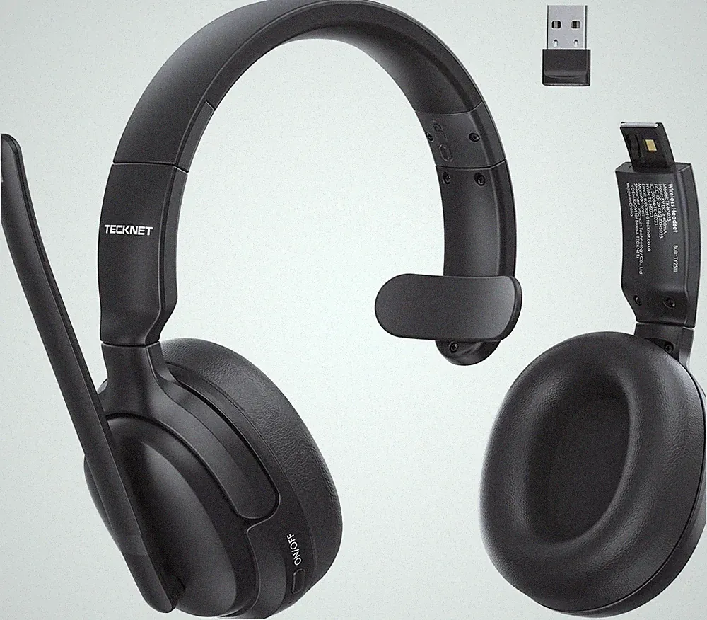 Wireless Headset TECKNET V5.4 Bluetooth 2-in-1 Over-Ear Kopfhörer