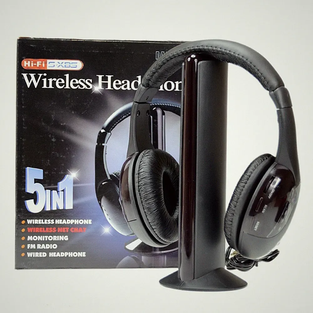 Wireless Stereo Kopfhörer 5 in 1 Kabellos WIFI Headset für PC TV MP3
