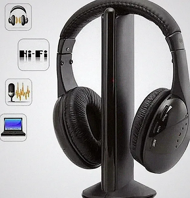 WIRELESS WIRELESS KOPFHÖRER MIT MIKROFONSTÄNDER PC TV MUSIK RADIO MP3 5 IN 1