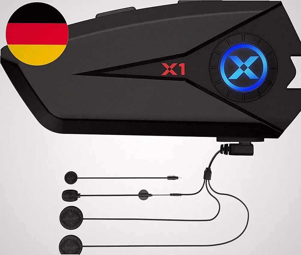 X1 Motorrad Headset Bluetooth 5.3, 40Mm Hi-Fi, 60H Akkulaufzeit | Helm Kopfhörer