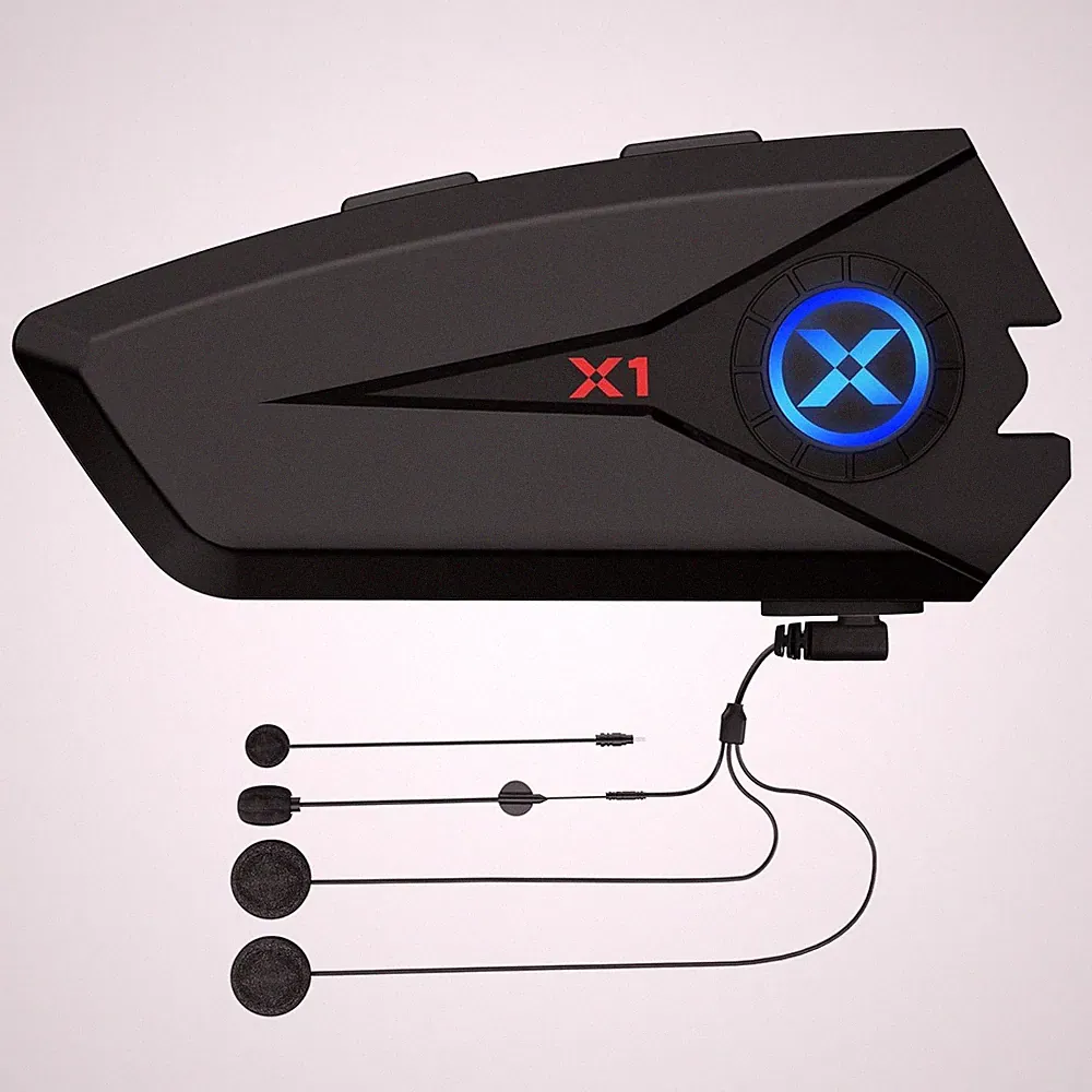 X1 Motorrad Headset Bluetooth 5.3, Helm Kopfhörer 40mm HiFi 60h Akkulaufzeit