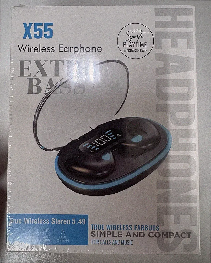 X55 True Wireless In-Ear Bluetooth Stereo Touch Mikrofon USB-C Schwarz/Blau